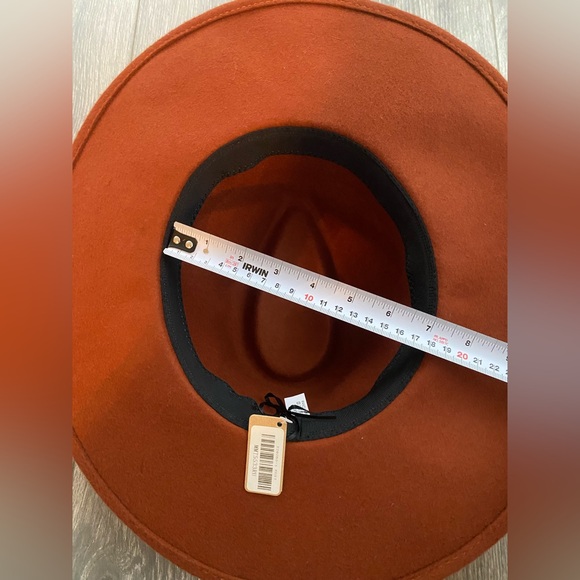 NWT! 100% Wool Wide-Brim Hat in Rust Orange/Brown main image 6